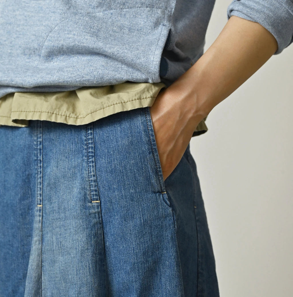 Mugi Denim Soufflé Skirt Distressed