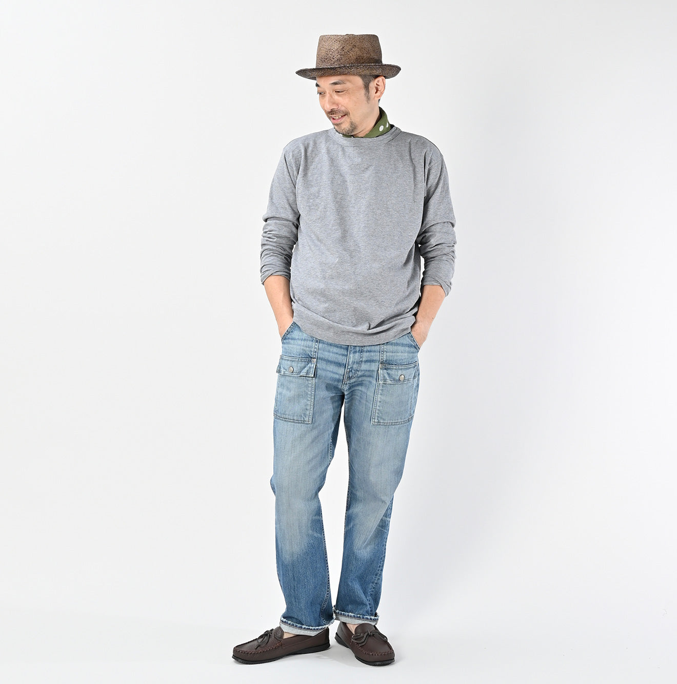 Rye Mugi Denim 908 Bush Pants Distressed Male Model