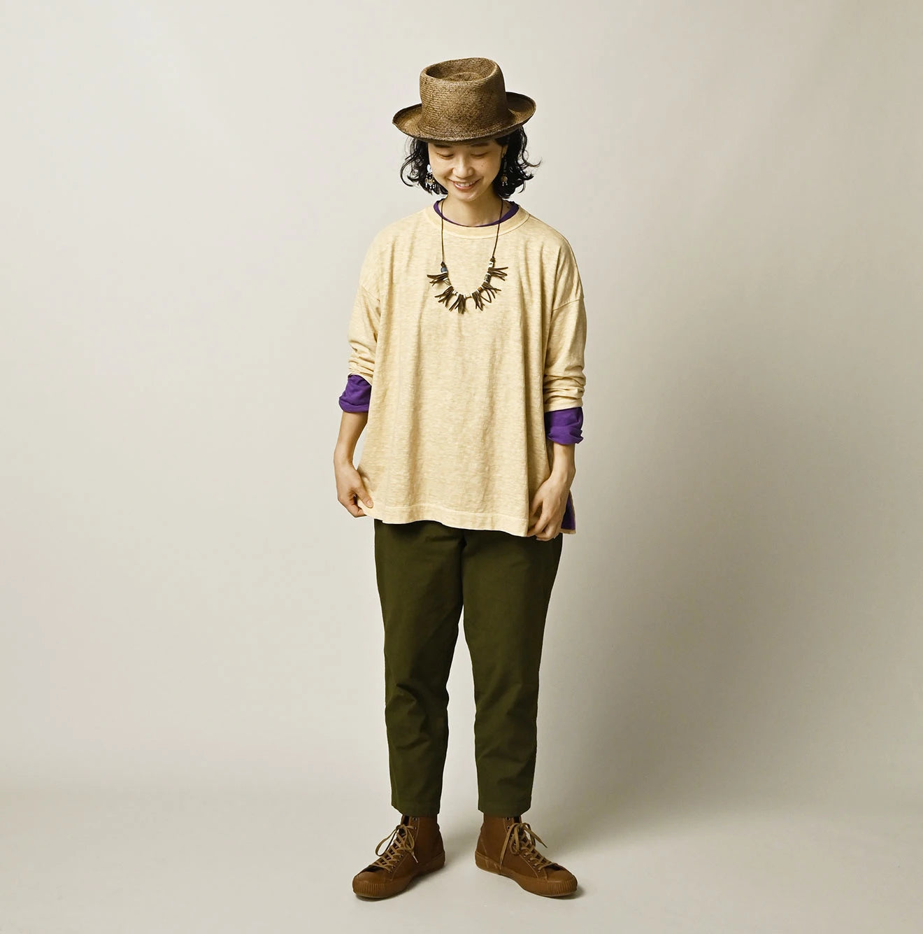 45 Plant Dyed Tenjiku 908 Big Slit Hiko T-shirt