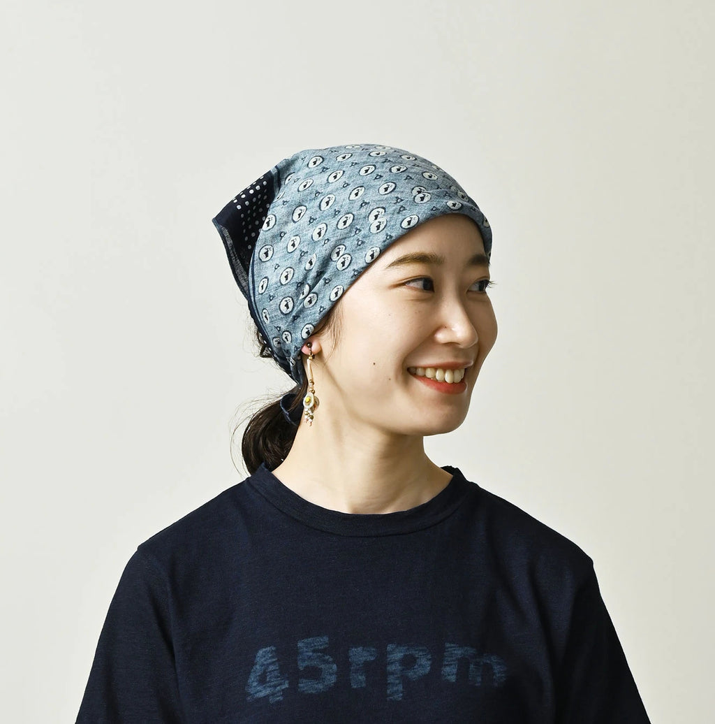 Indigo Gauze Donky-kun Komon Bandana
