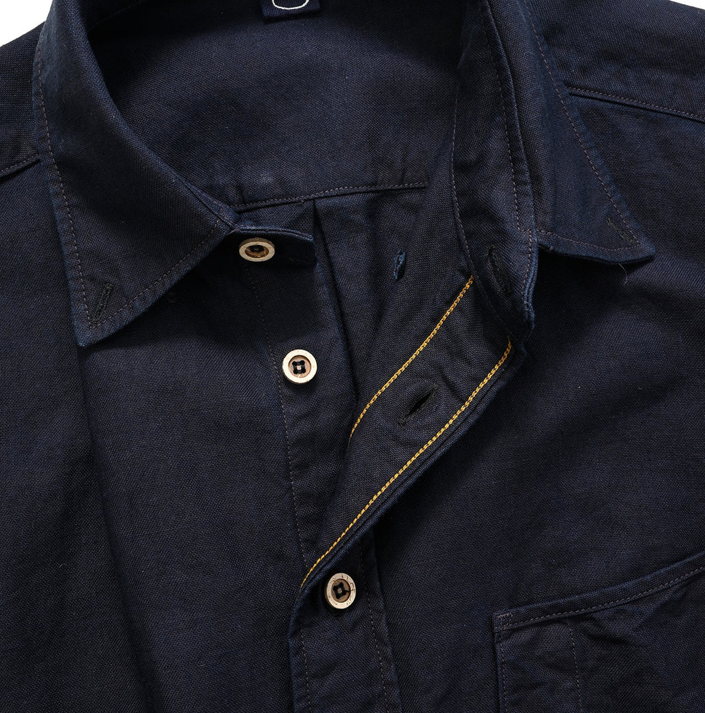 Indigo Supima Oxford 908 Loafer Shirt Detail