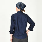 Indigo Thin Oxford Petite Loafer Shirt Female Model