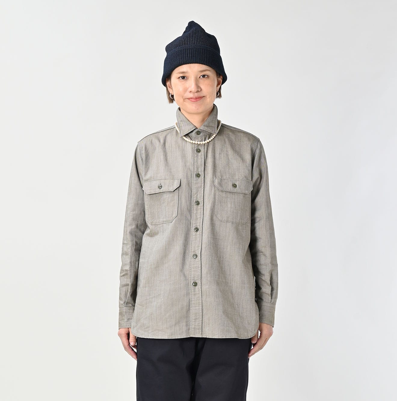 Supima OX 908 Military Shirt Female Model