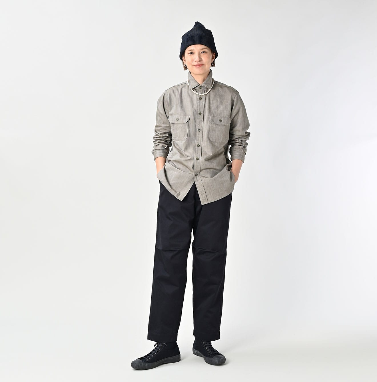 Supima OX 908 Military Shirt Female Model