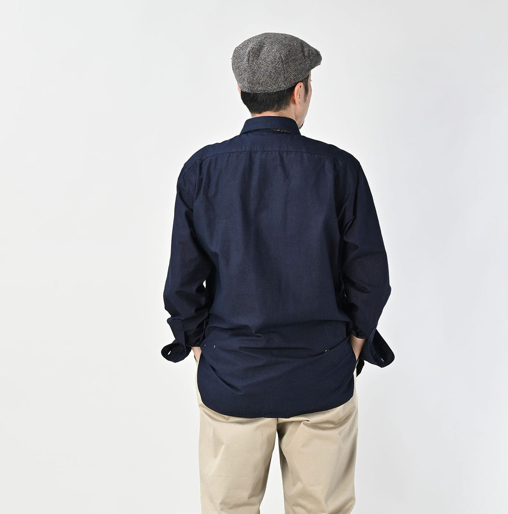 Indigo Supima OX 908 Military Shirt Male Model