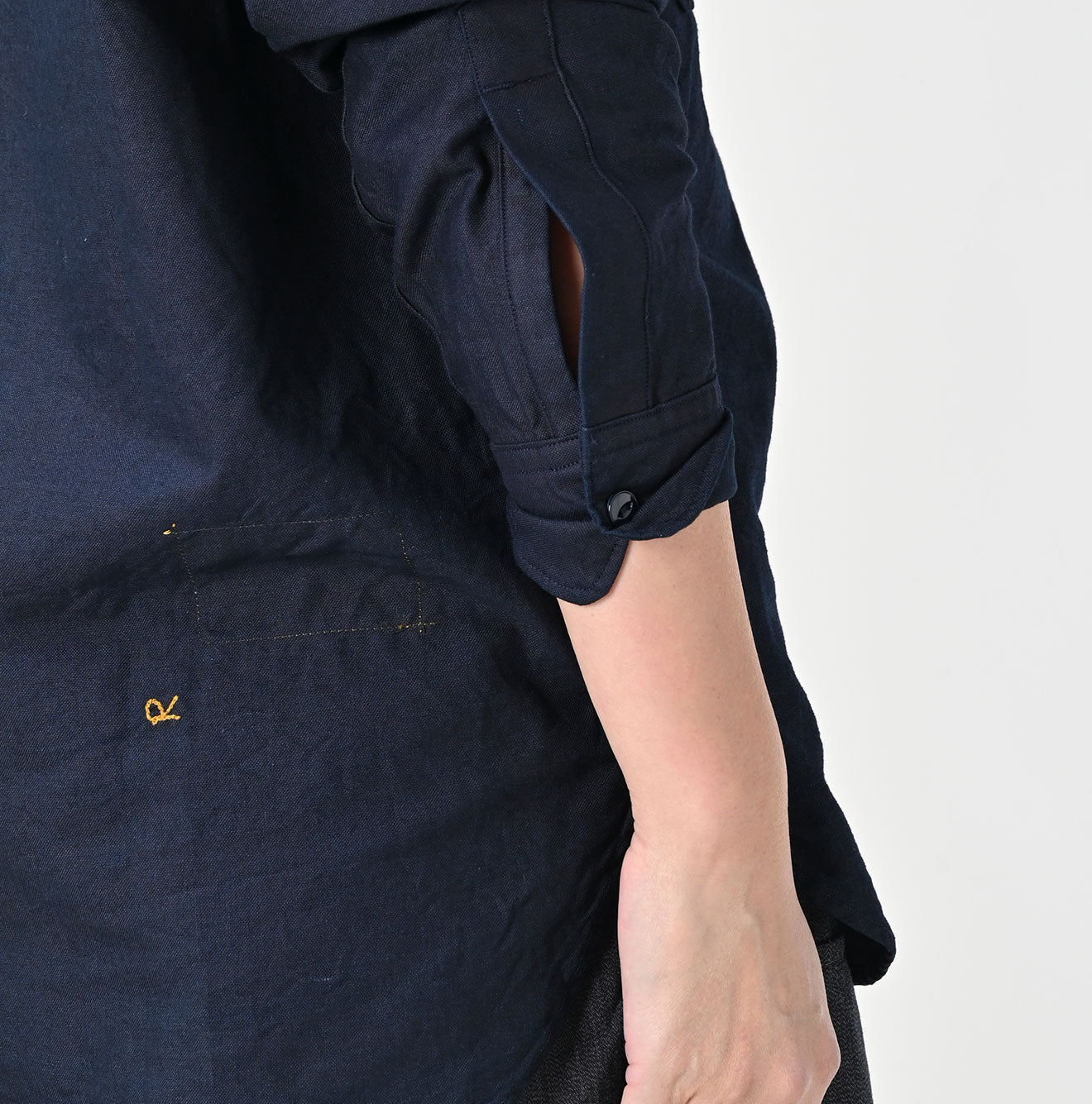 Indigo Supima OX 908 Military Shirt Detail