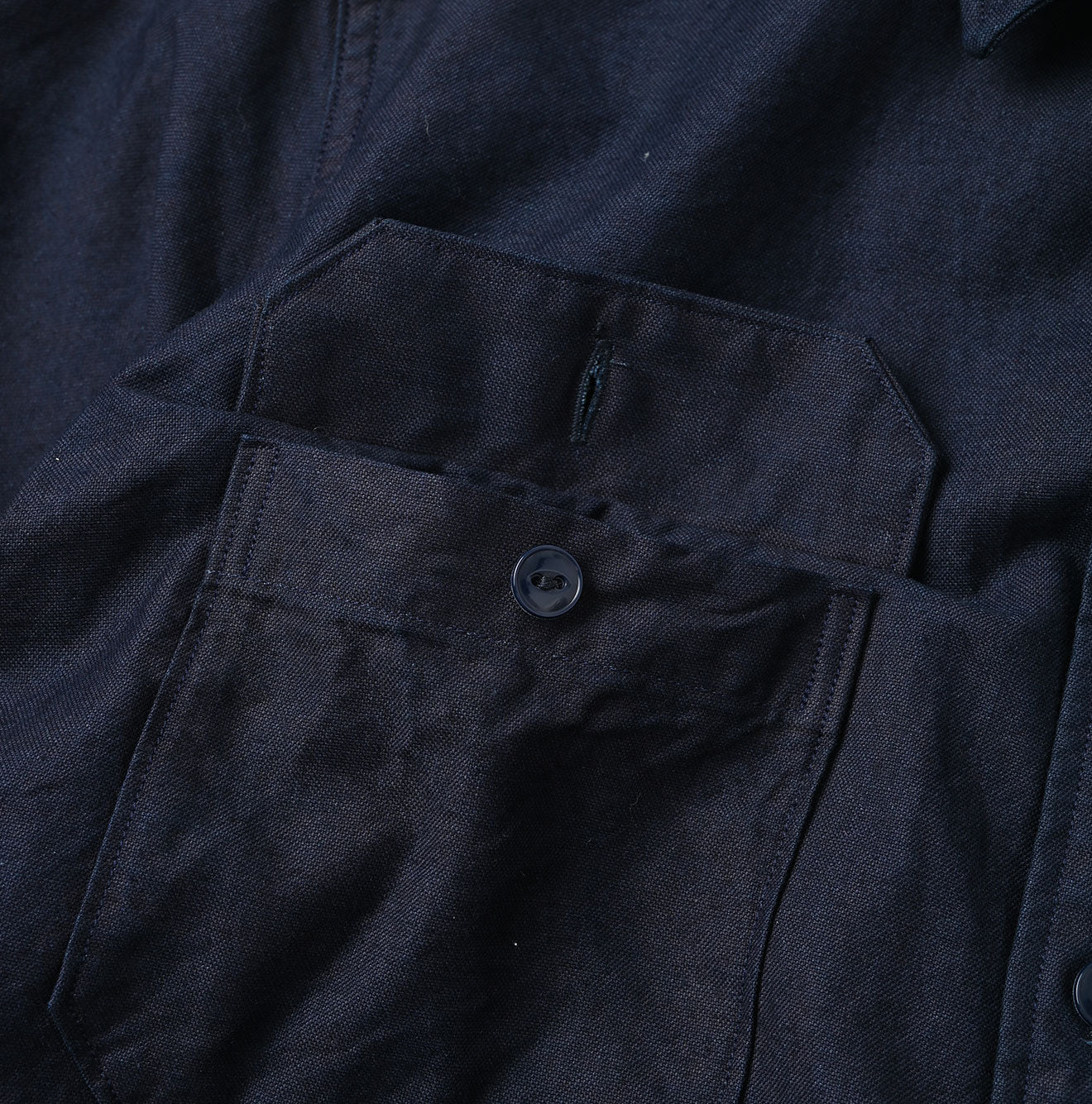 Indigo Supima OX 908 Military Shirt Detail