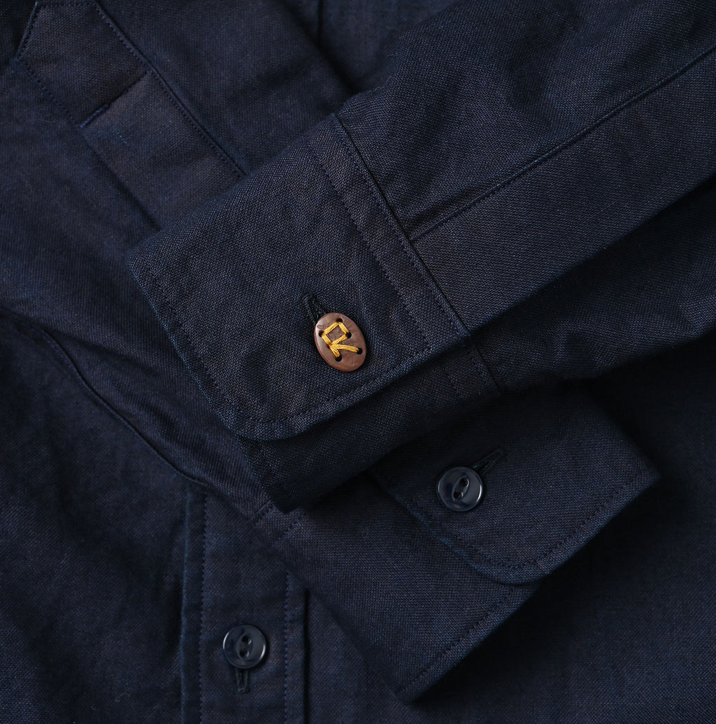 Indigo Supima OX 908 Military Shirt Detail