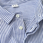 Supima OX Petit Collar Long Sleeve Coupé Shirt Blue Stripes Detail