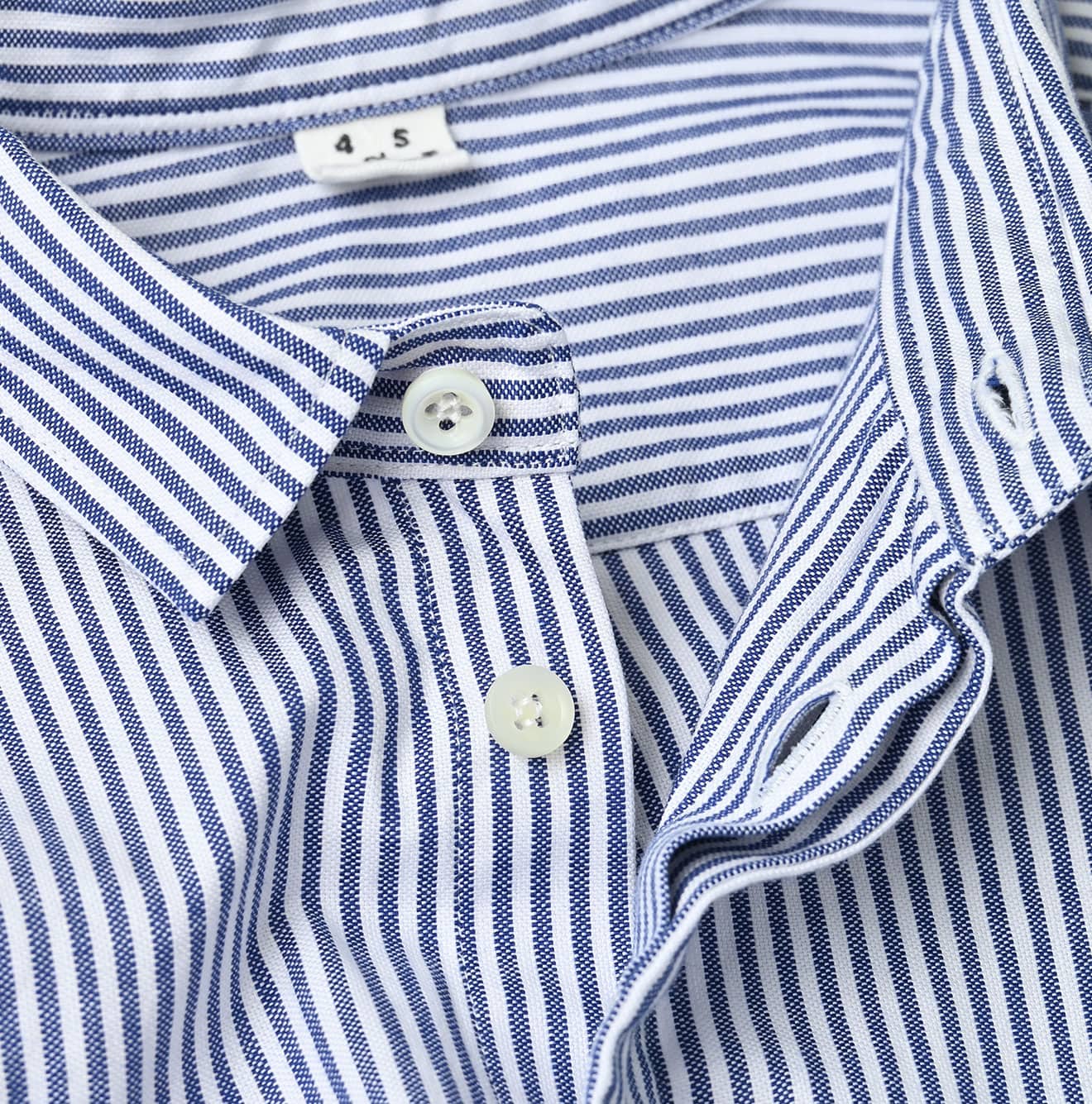 Supima OX Petit Collar Long Sleeve Coupé Shirt Blue Stripes Detail