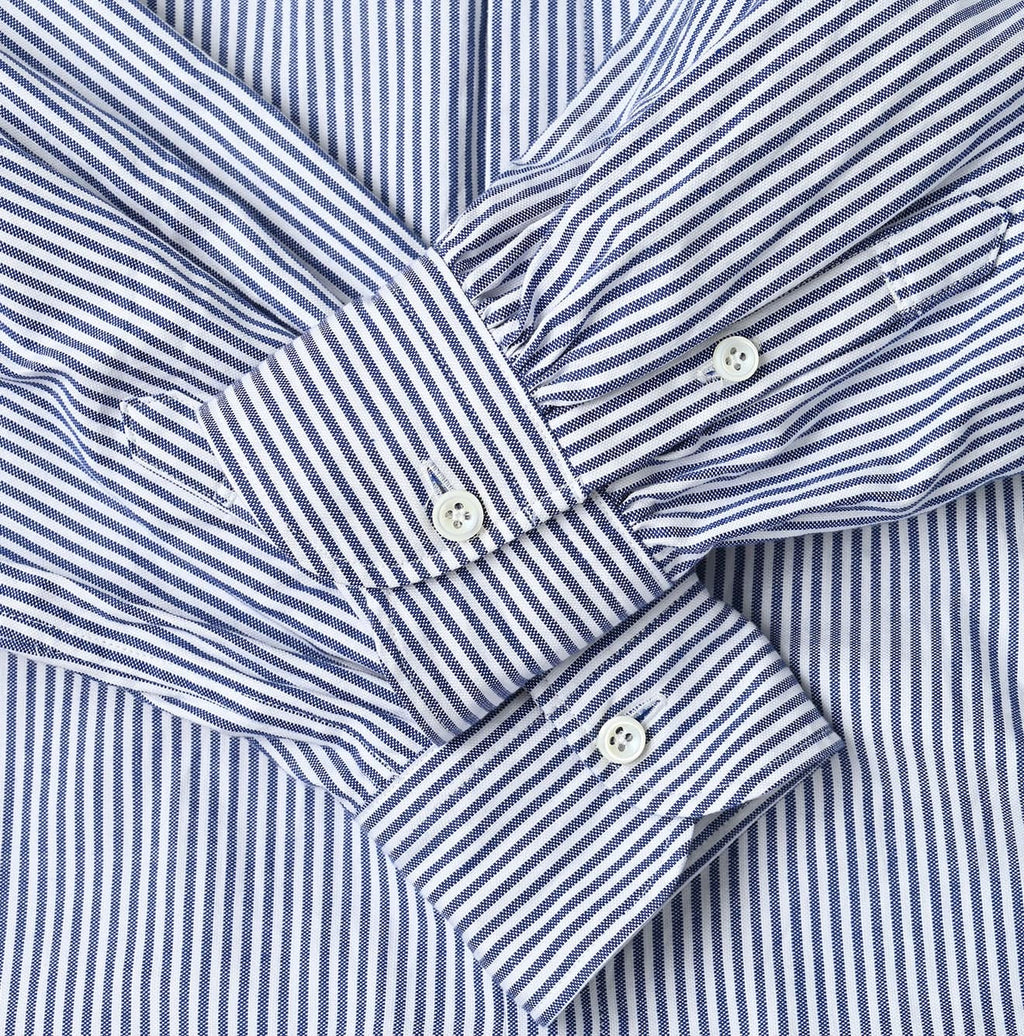 Supima OX Petit Collar Long Sleeve Coupé Shirt Blue Stripes Detail
