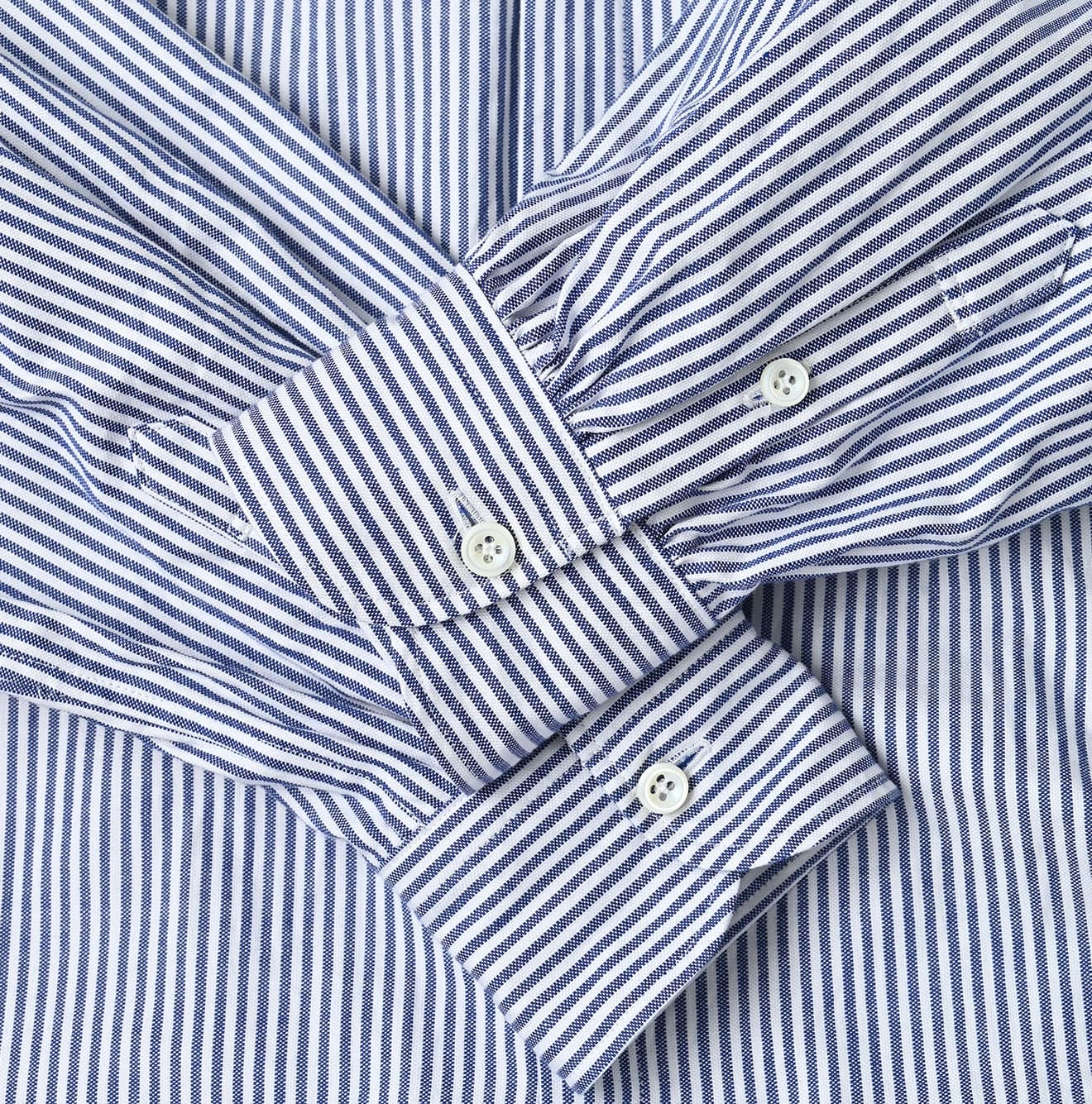 Supima OX Petit Collar Long Sleeve Coupé Shirt Blue Stripes Detail