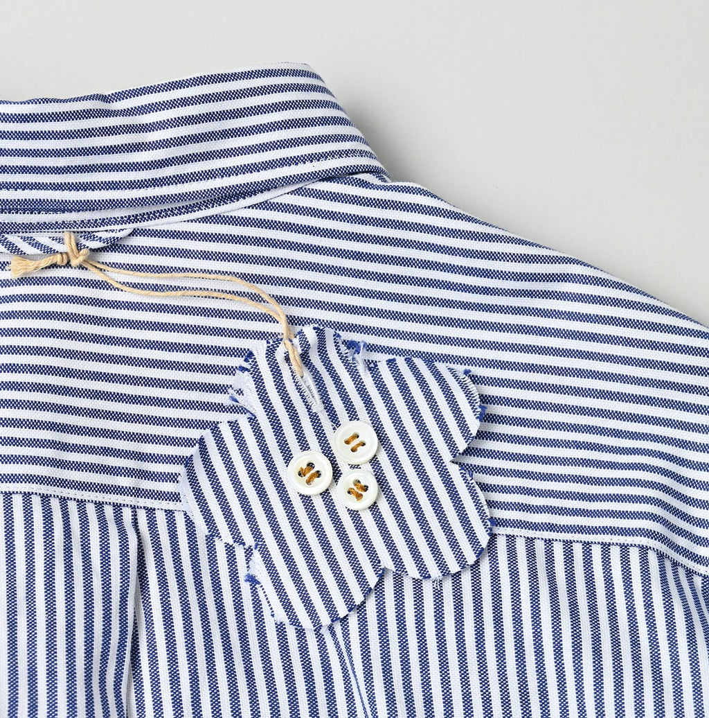 Supima OX Petit Collar Long Sleeve Coupé Shirt Blue Stripes Detail