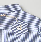 Supima OX Petit Collar Long Sleeve Coupé Shirt Blue Stripes Detail