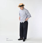Supima OX Petit Collar Long Sleeve Coupé Shirt Blue Stripes Female Model
