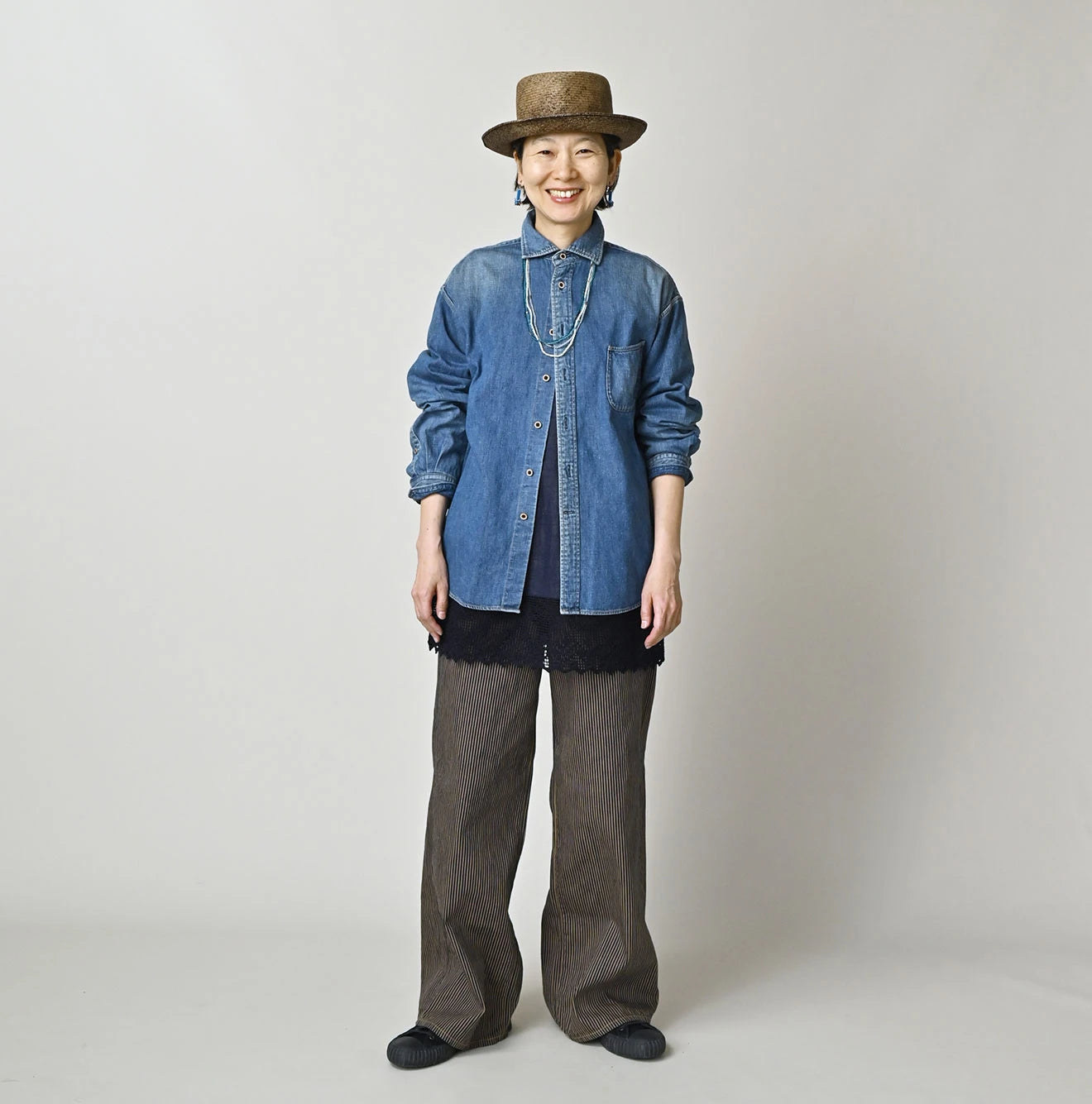 Komugi Denim 908 Wide Collar Shirt Distressed