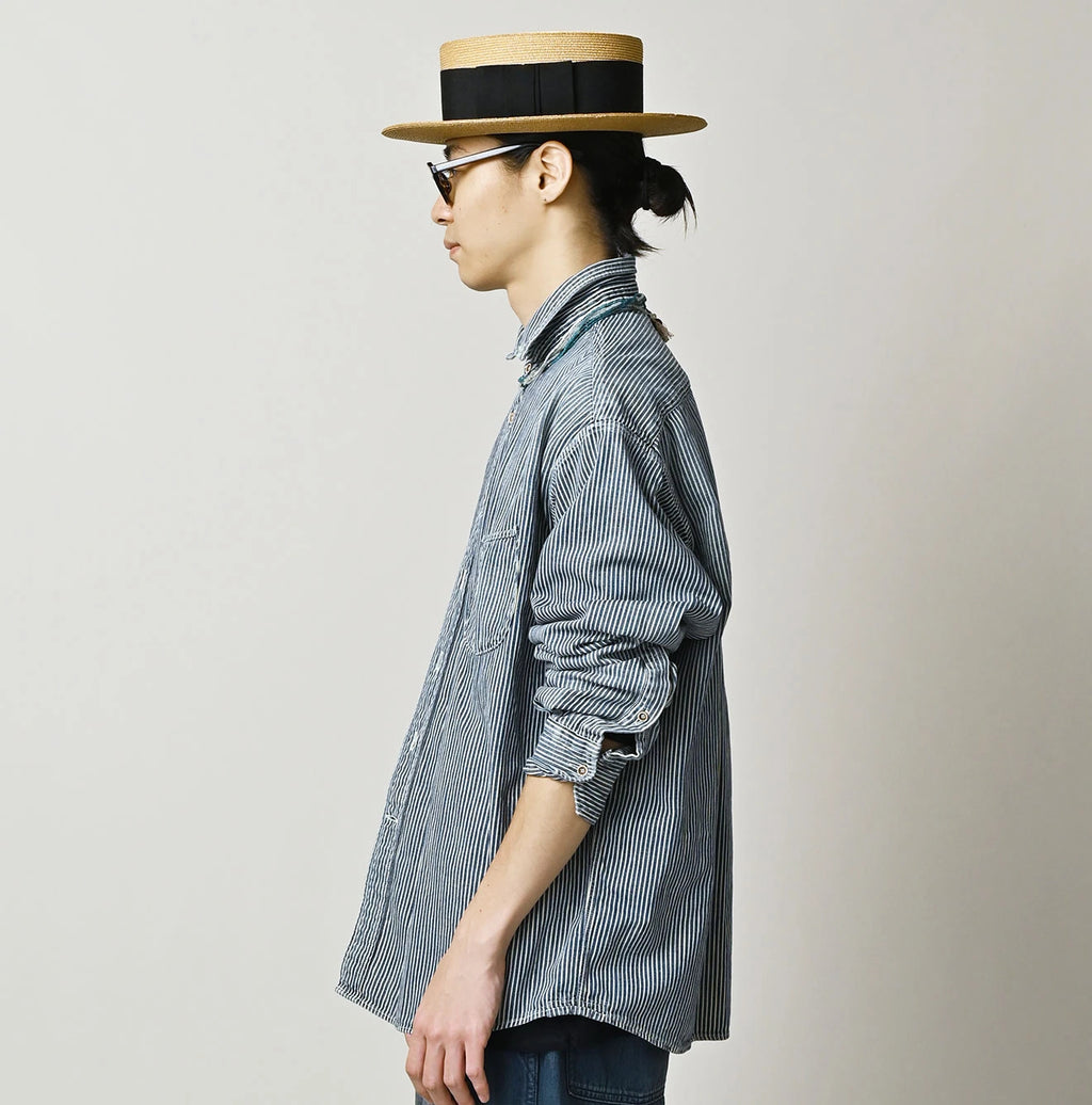 Komugi Denim 908 Wide Collar Shirt Distressed