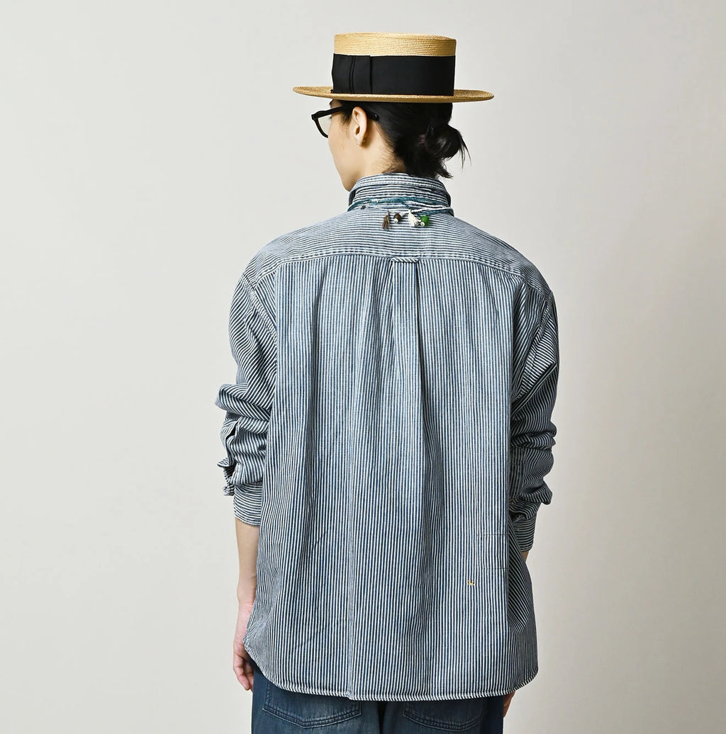 Komugi Denim 908 Wide Collar Shirt Distressed