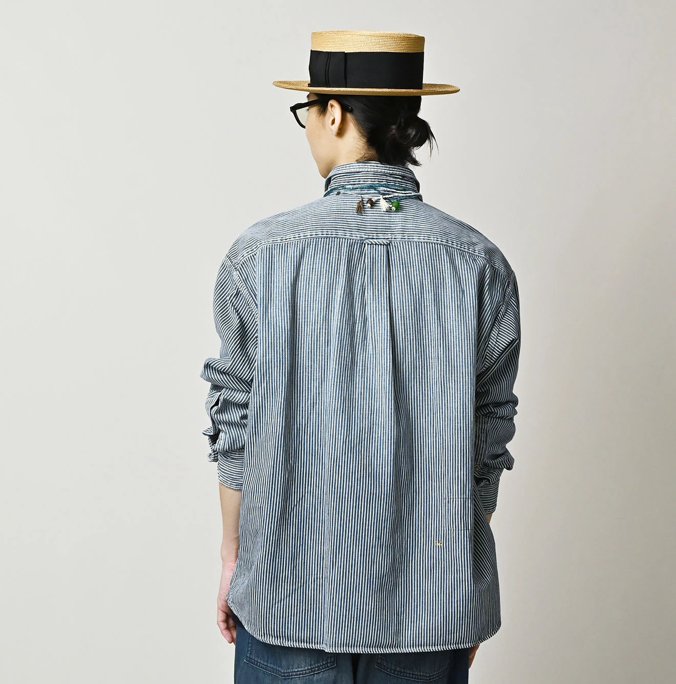 Komugi Denim 908 Wide Collar Shirt Distressed