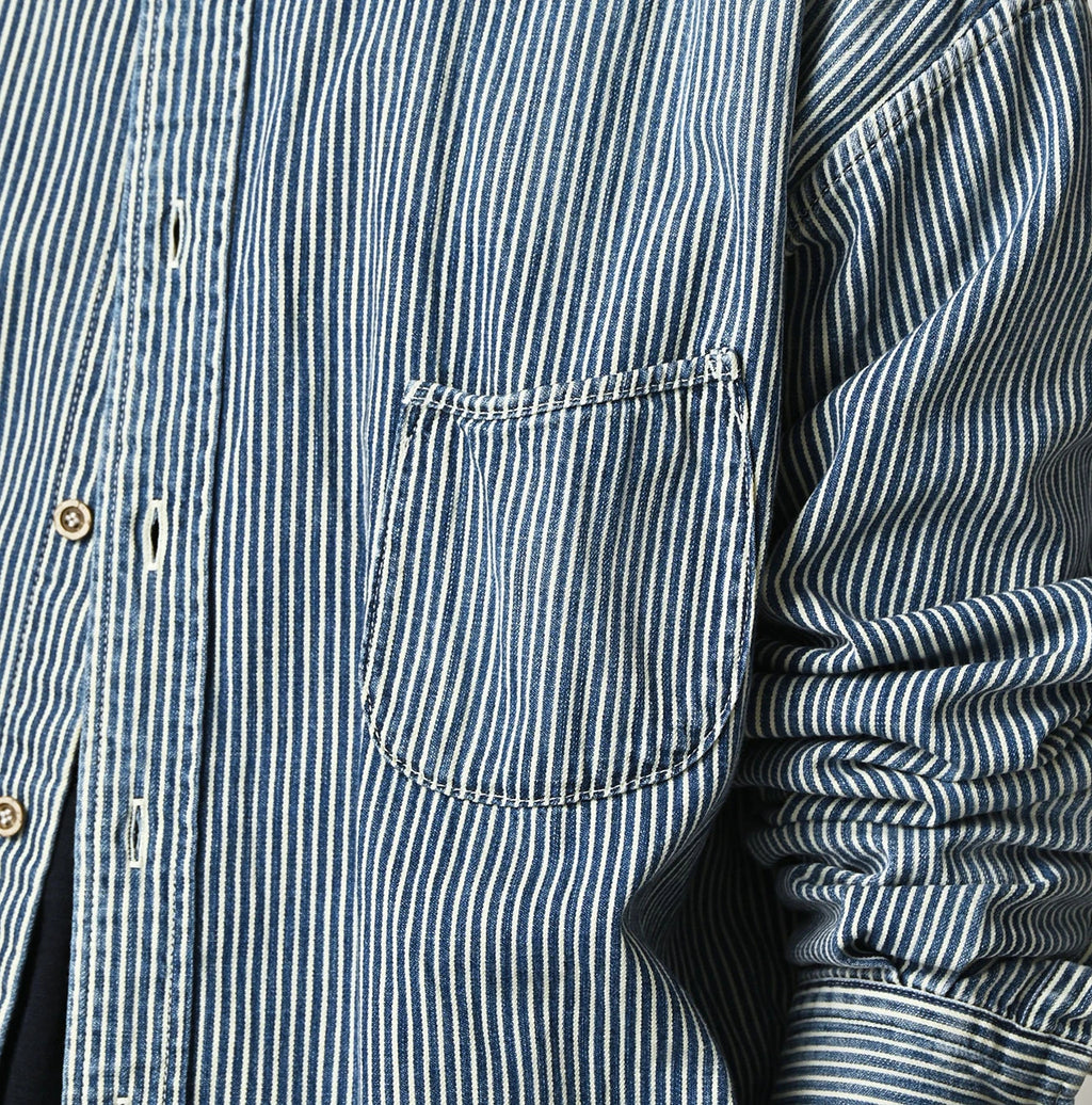 Komugi Denim 908 Wide Collar Shirt Distressed