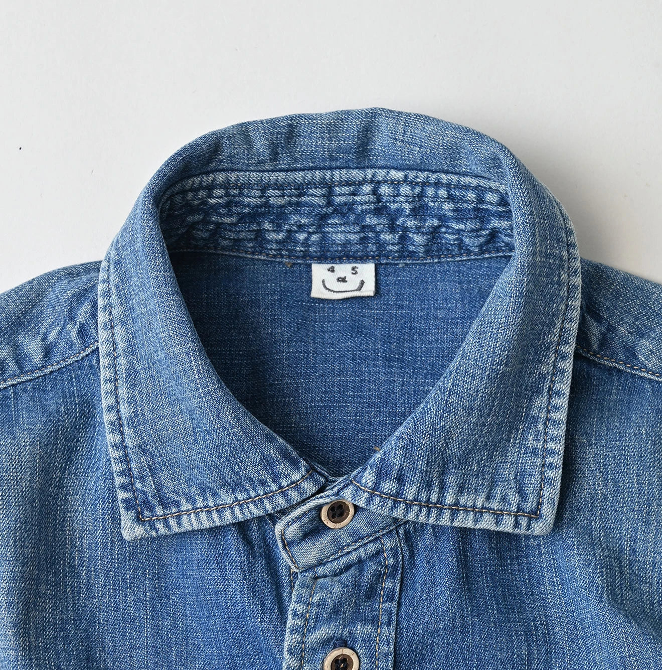 Komugi Denim 908 Wide Collar Shirt Distressed
