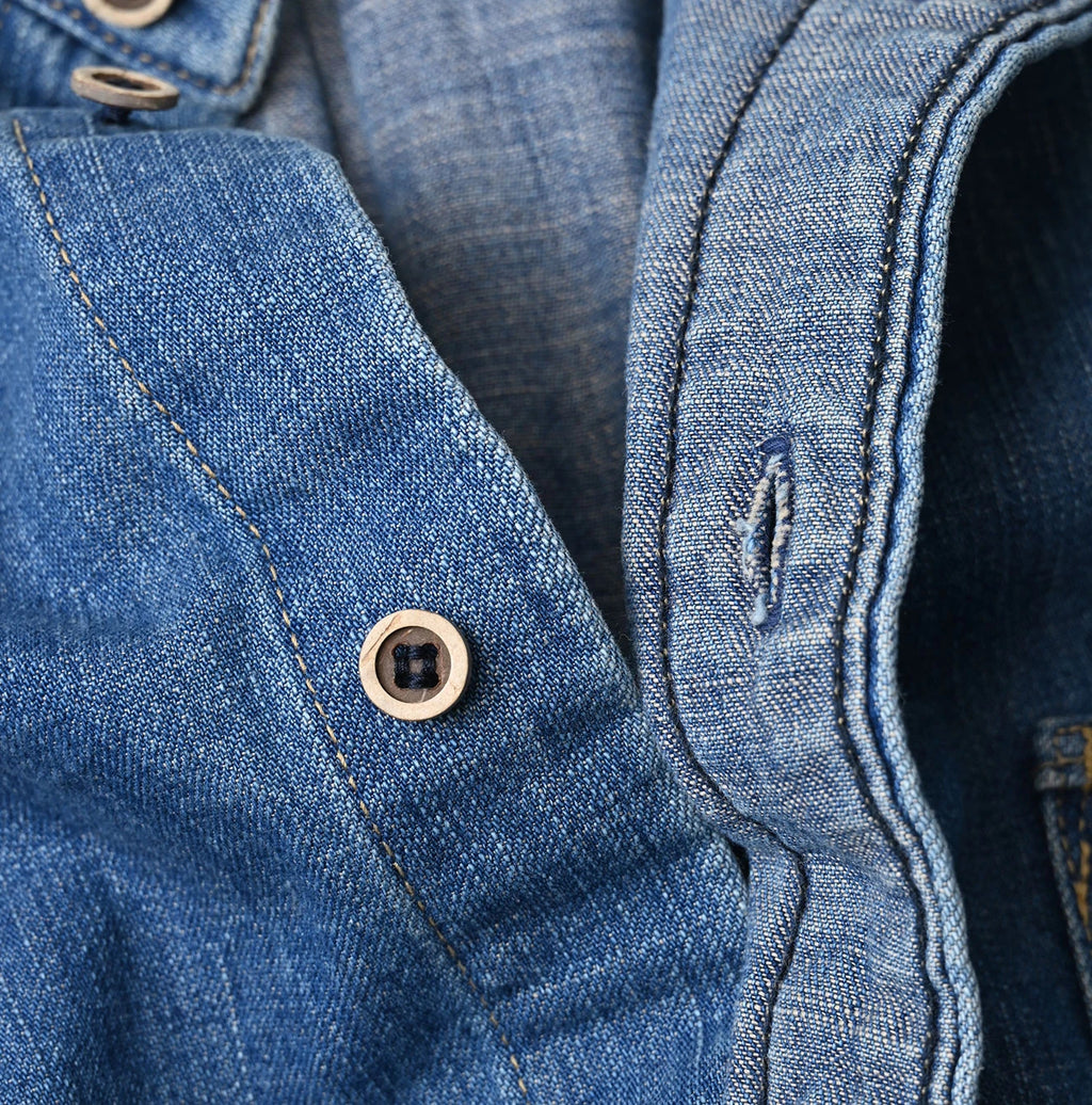 Komugi Denim 908 Wide Collar Shirt Distressed