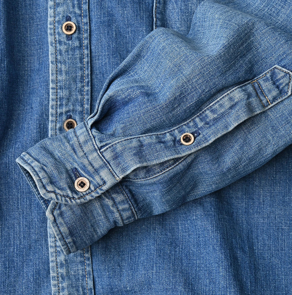 Komugi Denim 908 Wide Collar Shirt Distressed