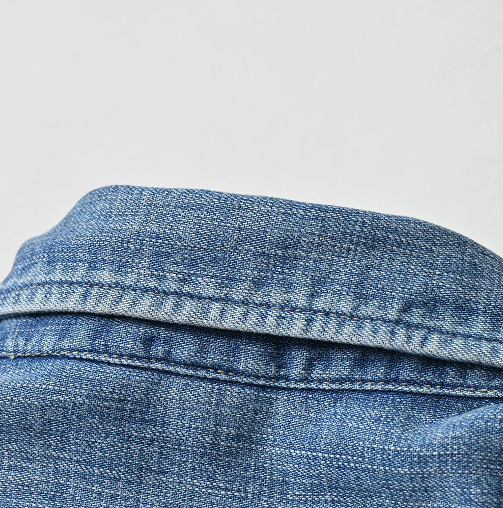 Komugi Denim 908 Wide Collar Shirt Distressed
