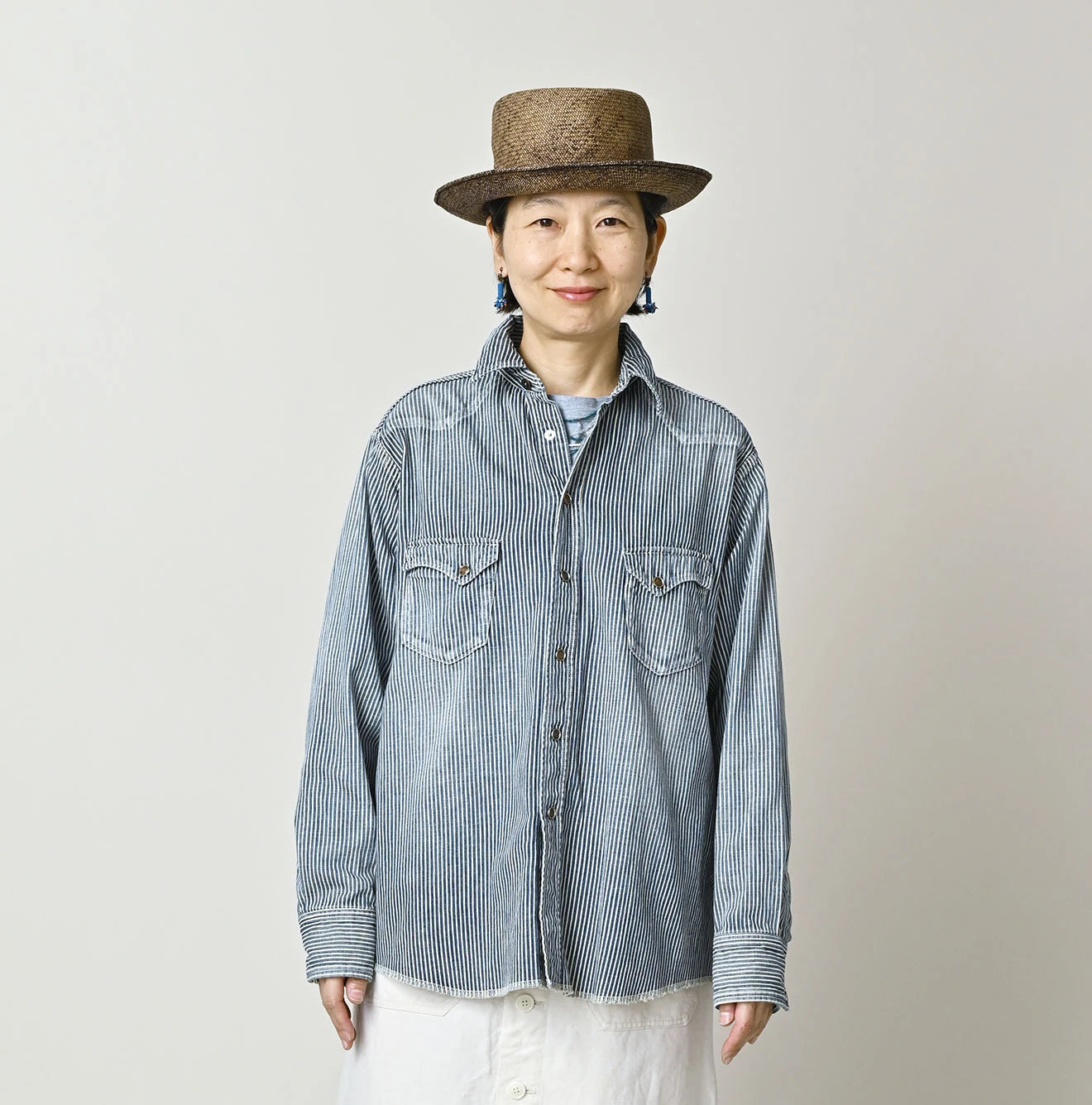 Komugi Denim 908 Ocean Eastern Shirt Distressed