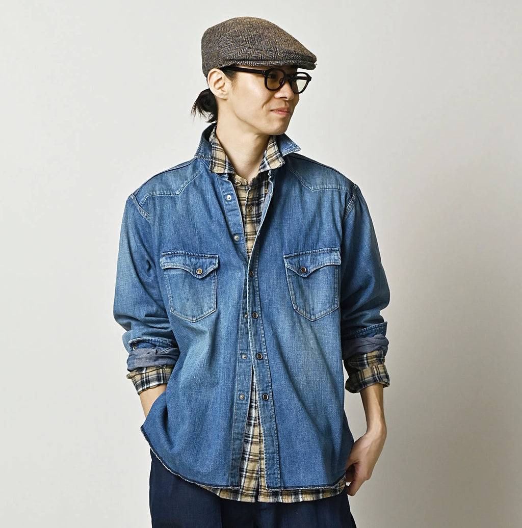 Komugi Denim 908 Ocean Eastern Shirt Distressed