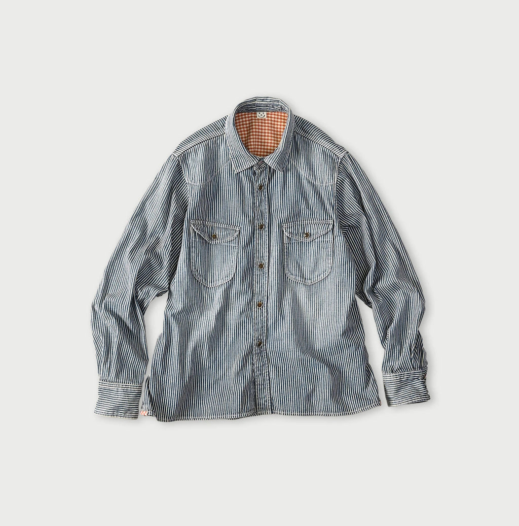 Komugi Denim Flare Eastern Blouse Distressed