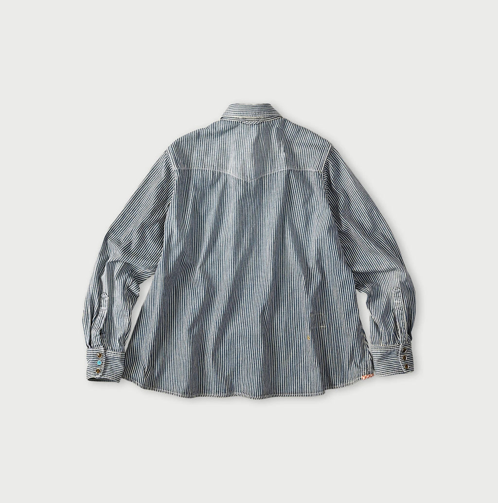 Komugi Denim Flare Eastern Blouse Distressed