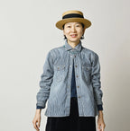 Komugi Denim Flare Eastern Blouse Distressed
