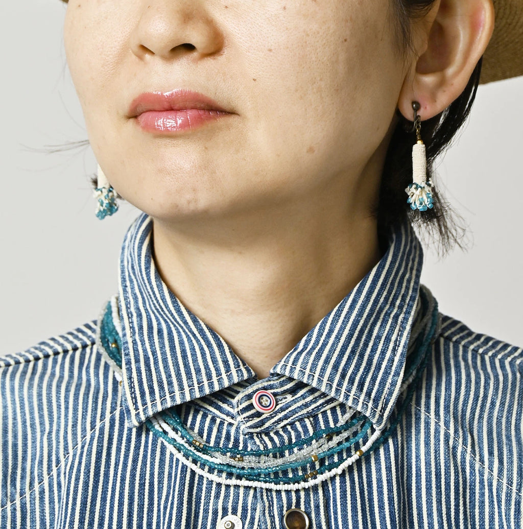 Komugi Denim Flare Eastern Blouse Distressed