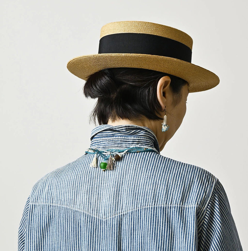 Komugi Denim Flare Eastern Blouse Distressed