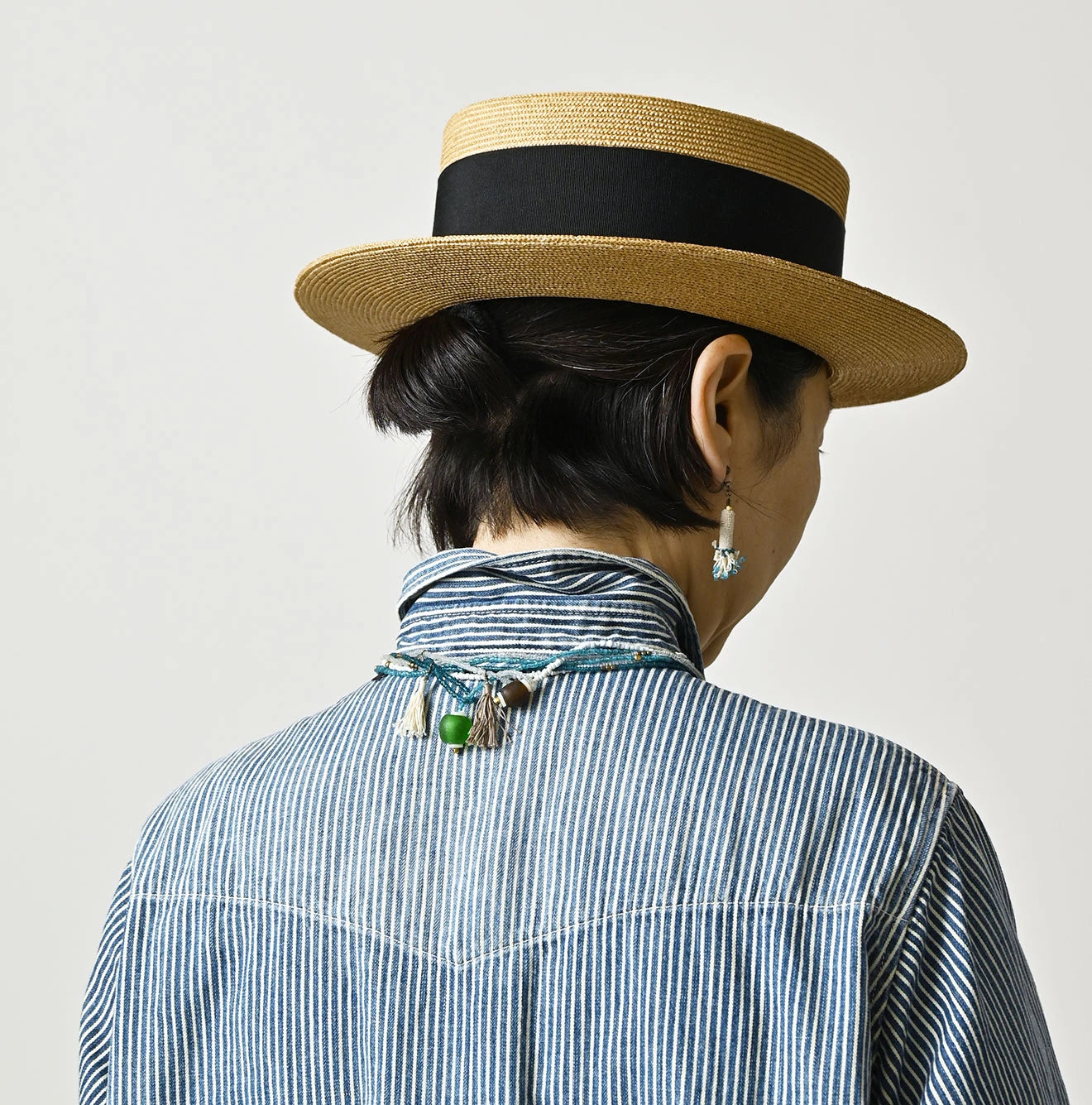 Komugi Denim Flare Eastern Blouse Distressed