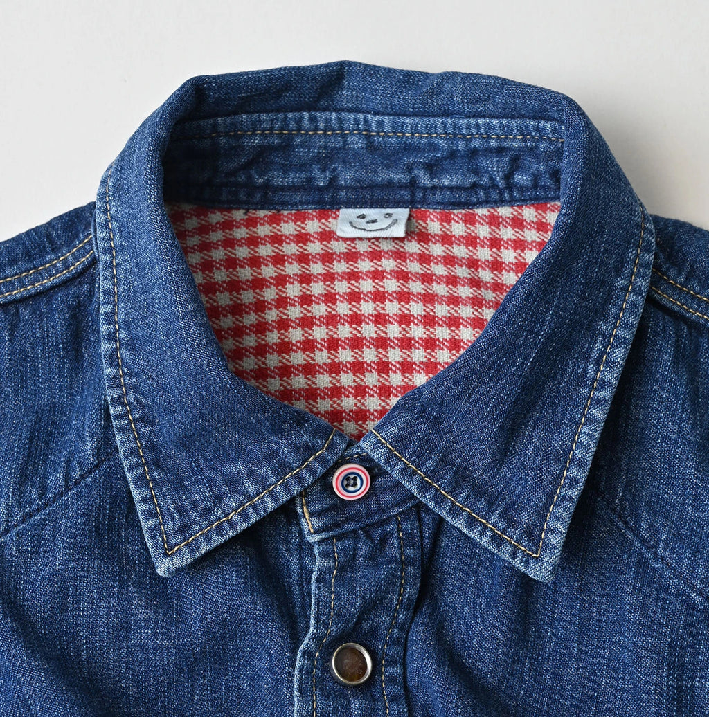 Komugi Denim Flare Eastern Blouse Distressed