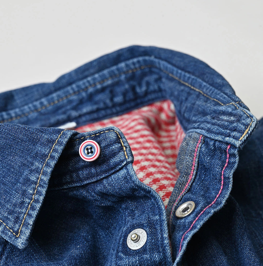 Komugi Denim Flare Eastern Blouse Distressed
