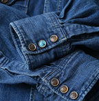 Komugi Denim Flare Eastern Blouse Distressed