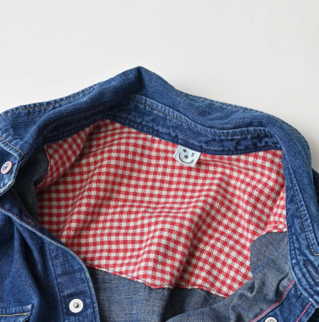 Komugi Denim Flare Eastern Blouse Distressed