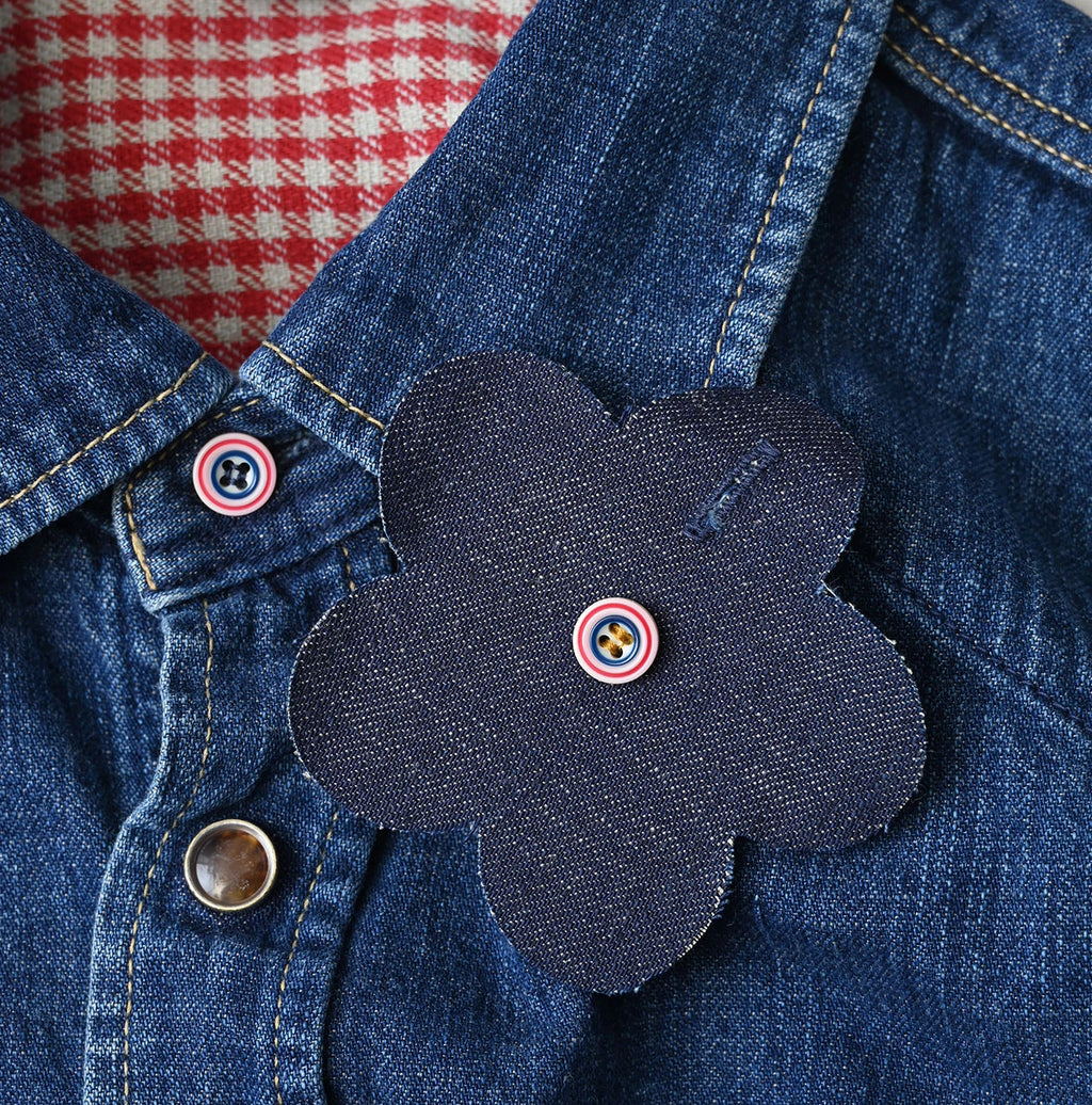 Komugi Denim Flare Eastern Blouse Distressed