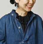 Komugi Denim Shawl Collar Blouse Distressed