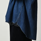 Komugi Denim Shawl Collar Blouse Distressed