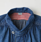 Komugi Denim Shawl Collar Blouse Distressed