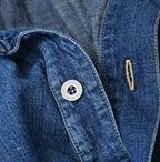 Komugi Denim Shawl Collar Blouse Distressed