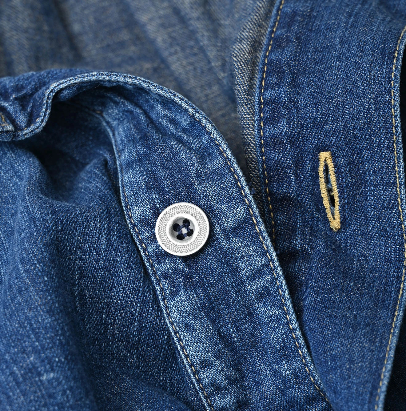 Komugi Denim Shawl Collar Blouse Distressed