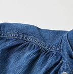 Komugi Denim Shawl Collar Blouse Distressed