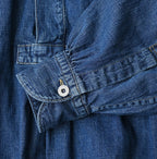 Komugi Denim Shawl Collar Blouse Distressed