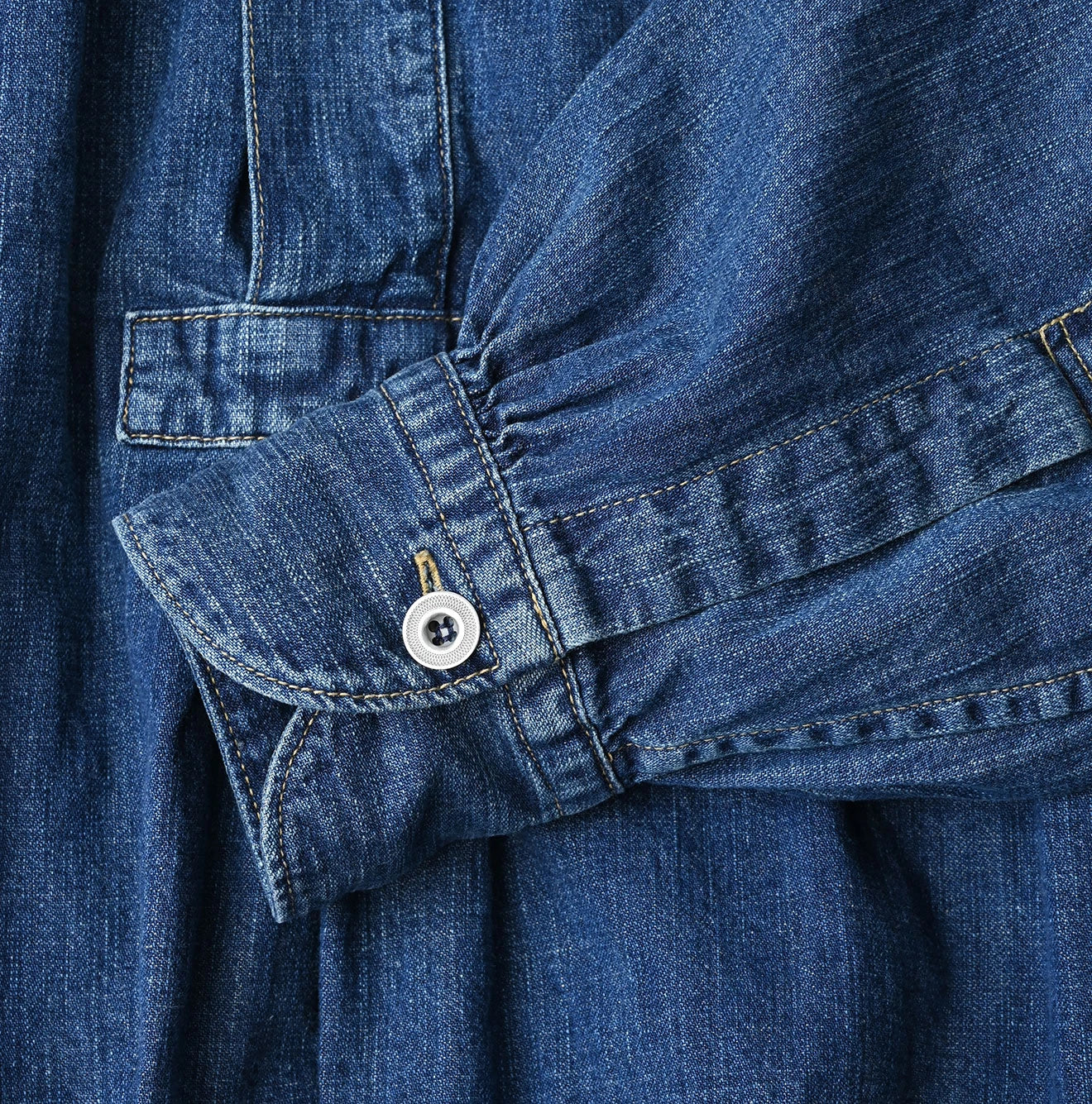 Komugi Denim Shawl Collar Blouse Distressed