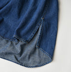 Komugi Denim Shawl Collar Blouse Distressed